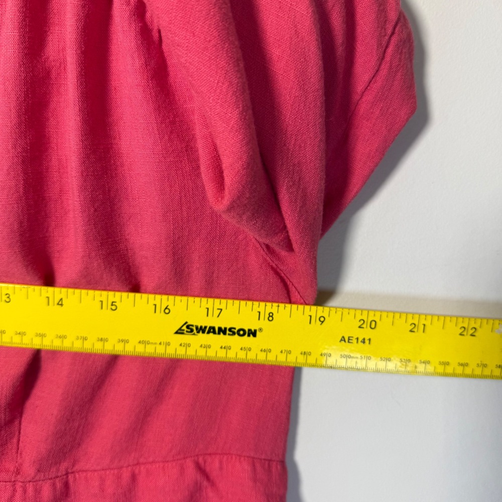 J. Jill Shirt Dress Women M Petite Coral Pink Excellent Linen Button Smocked - Picture 6 of 7
